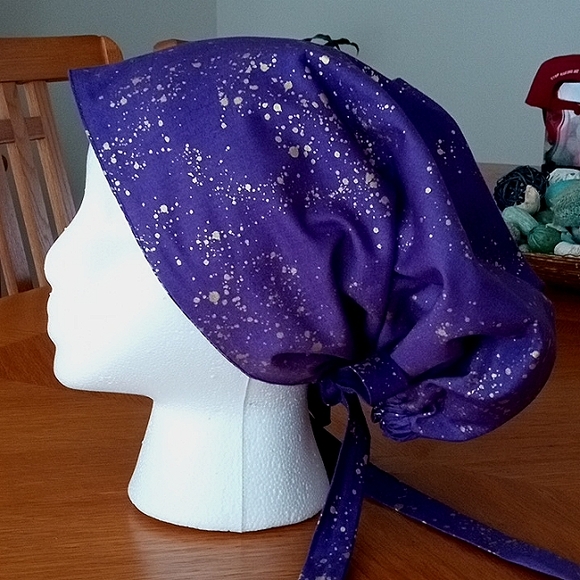 Scrub Ponytail Woman's Reversible Hat Purple Paisley/Purple Gold Inside NWOT - Picture 5 of 7